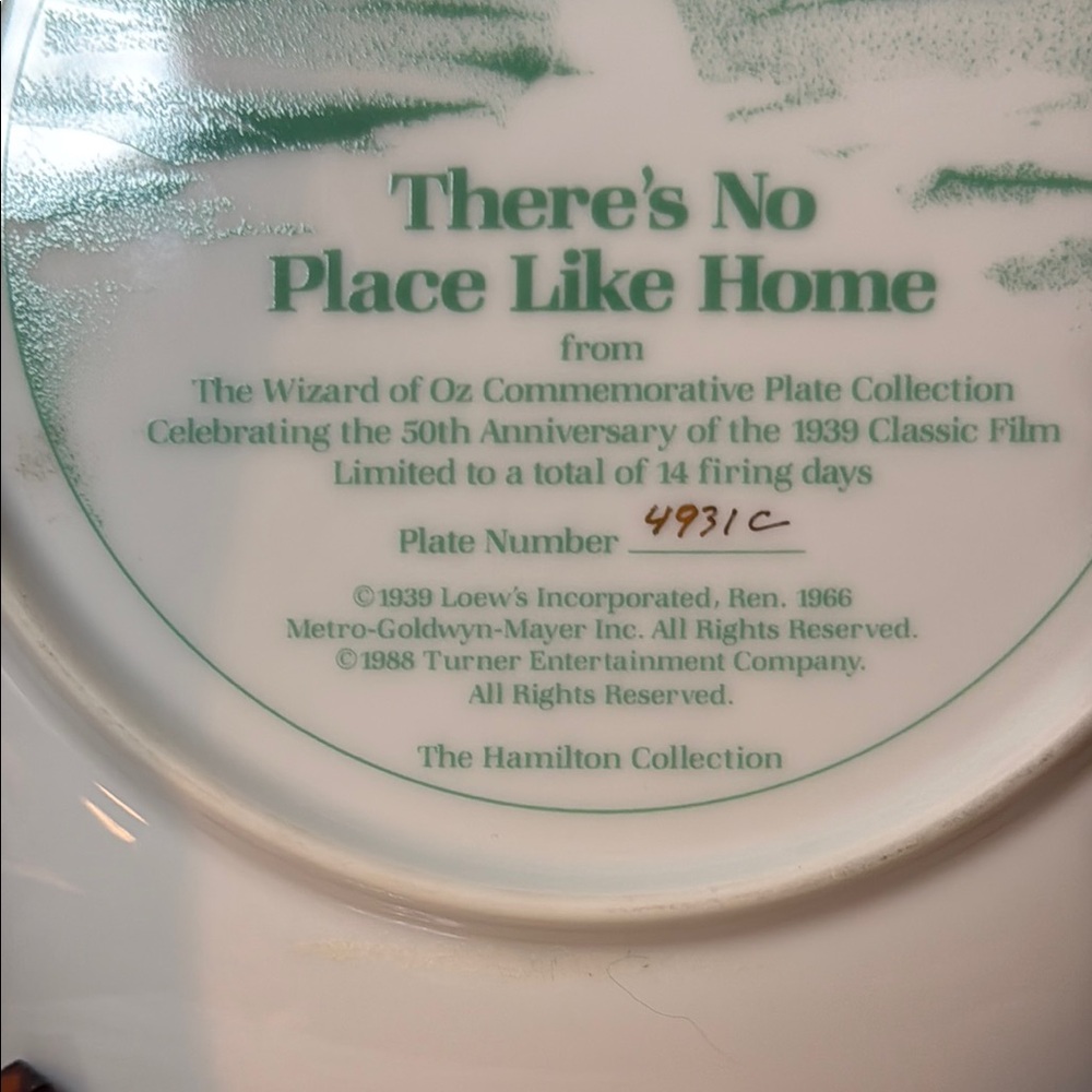 Wizard of Oz Collector's Plate There’s No Place Like Home ~ Hamilton Collection - Picture 4 of 4